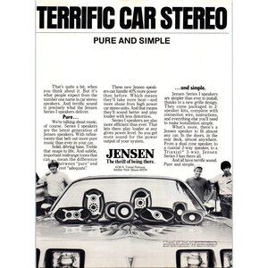 1980 Jensen Car Stereo Speakers Vintage Print Ad Pontiac Trans Am 80s Wall Art